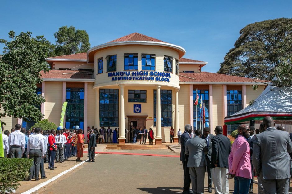 Mang'u High School administration block on an event day