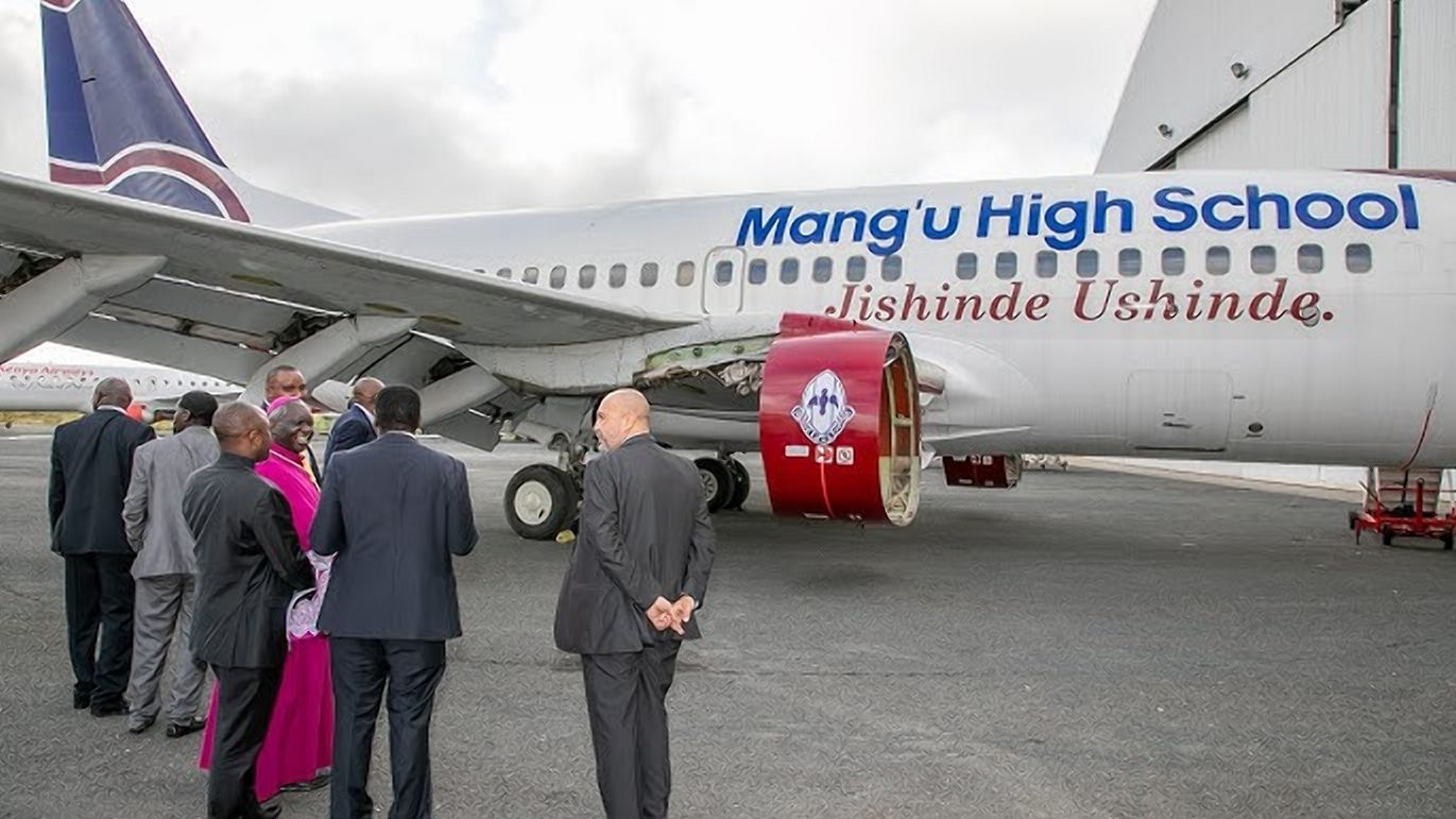 Partners and guests at the Mang'u High School aircraft
